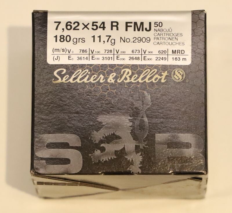 Kaliber: 7,62 x 54 R.  | Hersteller: Sellier & Bellot  | Geschoss: 180 gr FMJ | 50 Schuss