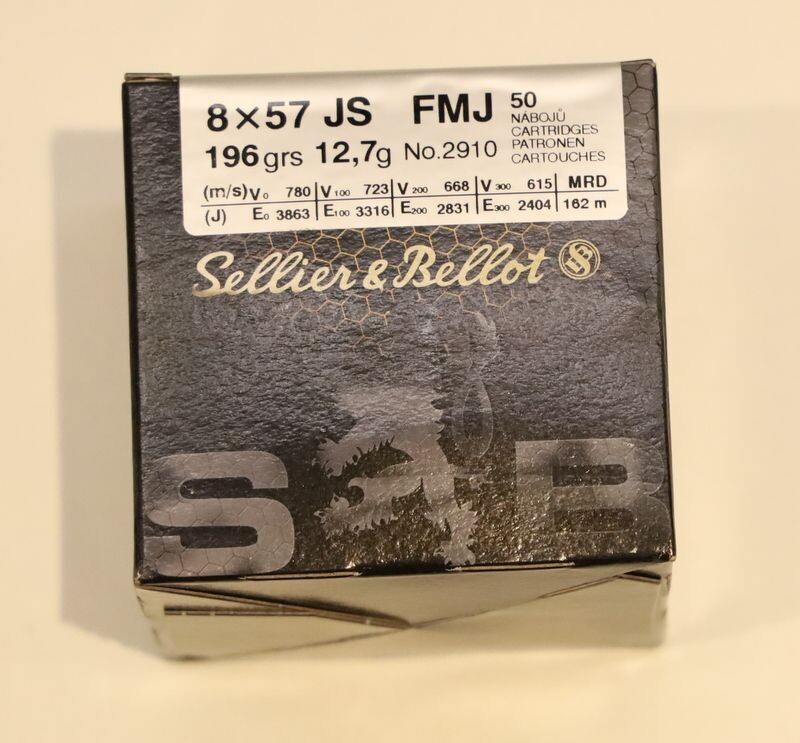 Kaliber: 8x57 IS | Hersteller: Sellier & Bellot | Geschoss: 196 gr FMJ | 50 Schuss