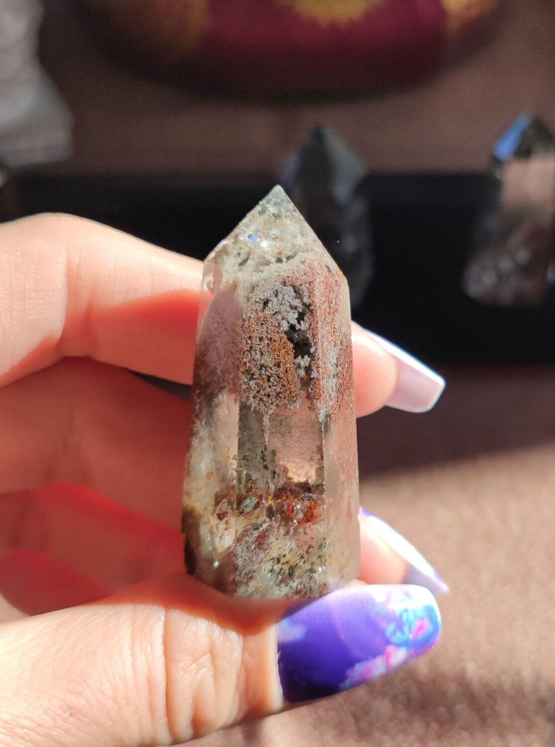 Pointe de Lodolite ou Quartz Chaman - Qualité Extra (au choix), Style et Prix: Pointe 2 - H4,80 x D2,10cm environ