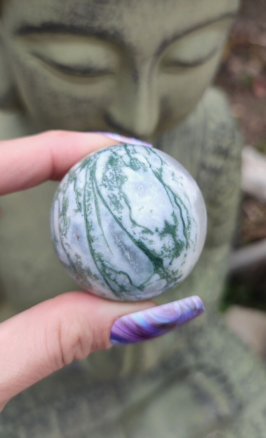 Sphère d'Agate Mousse (au choix), Style et Prix: Sphère 1 - D4,45cm environ