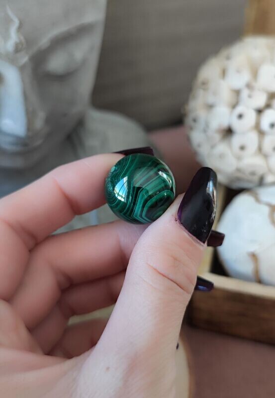 Mini Sphère de Malachite (au choix) - Qualité Extra, Taille et Prix: Sphère 2 - D2,05cm environ