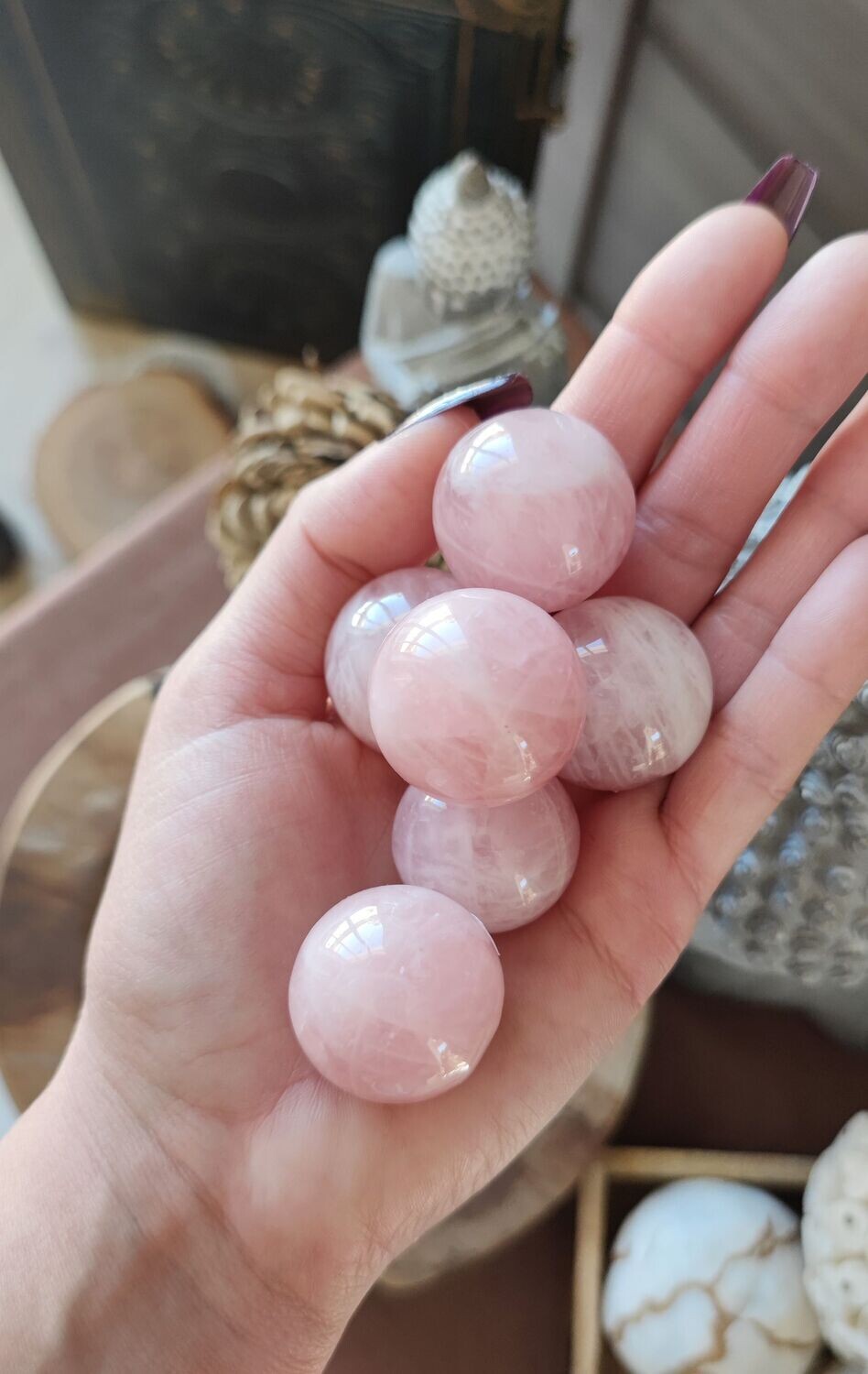 Petite Sphère de Quartz Rose (au choix), Taille et Prix: Entre D2,90cm et D2,95cm environ