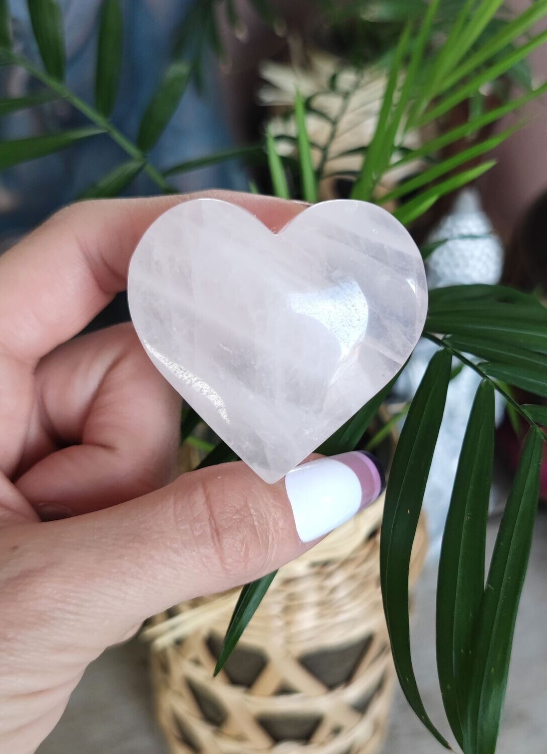 Cœur en Quartz Rose Clair (au choix), Taille et Prix: Cœur 2 - H4,70 x L4,80 x Ep2,00cm environ