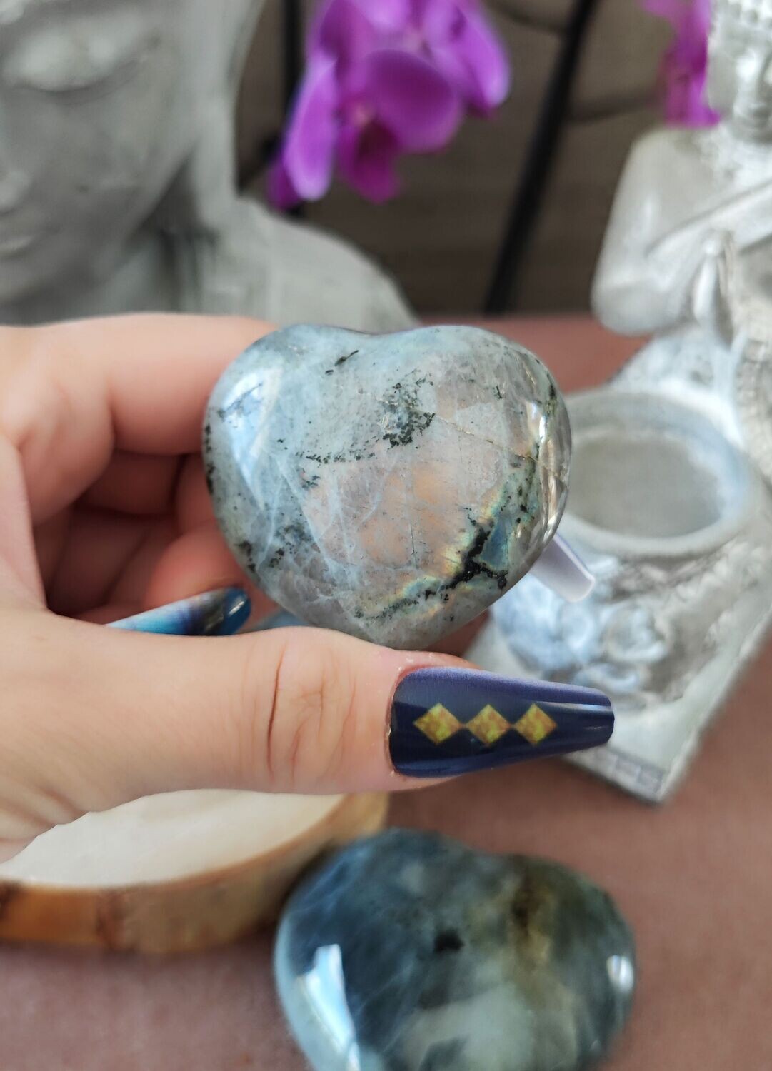 Cœur de Labradorite / Sunset (au choix), Style et Prix: Cœur 3 - H4,50 x L4,80 x Ep2,10 environ