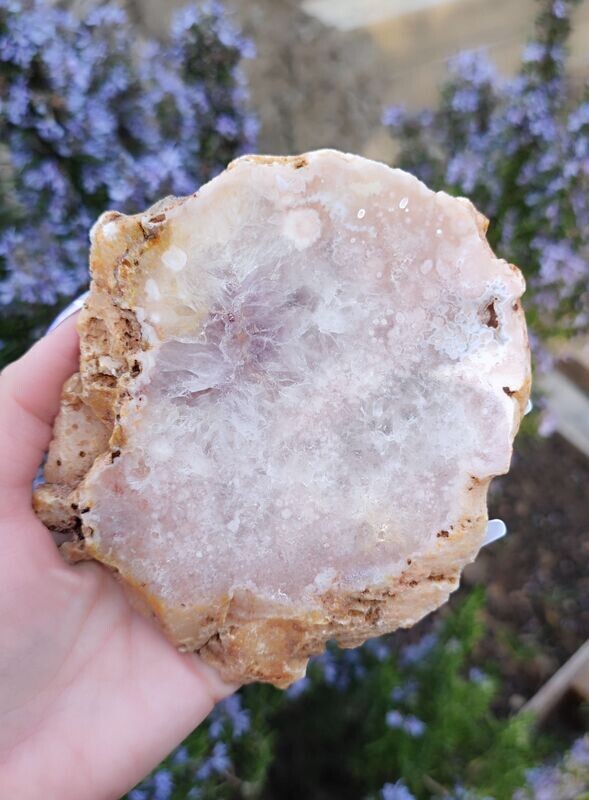 Tranche d'Agate Fleur, Améthyste Rose #1 - 300g - Qualité Supérieure