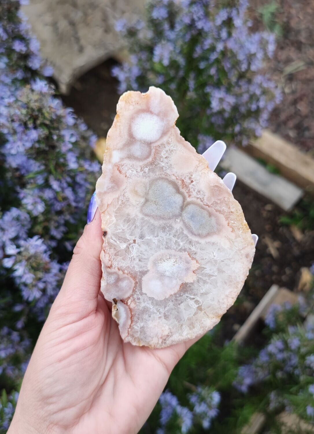 Tranche d'Agate Fleur, Quartz et Améthyste Rose #3 - 190g - Qualité Supérieure
