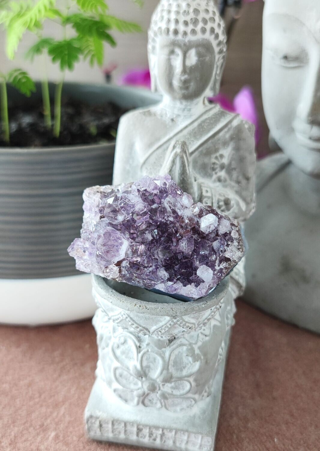 Druse d'Améthyste sur Agate - 85g - Qualité Extra