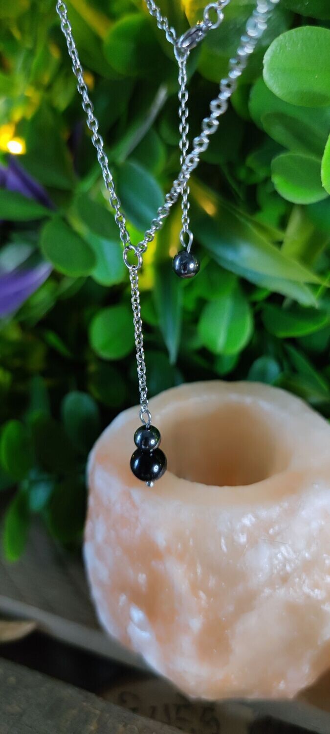 Collier "Connexion" en Tourmaline Noire et Hématite