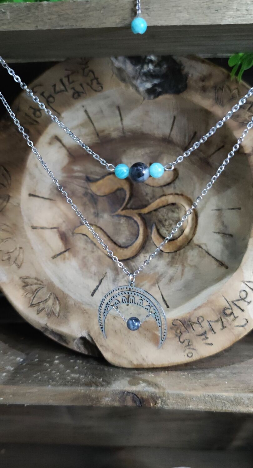 Collier "Luna" avec Amazonite et Labradorite