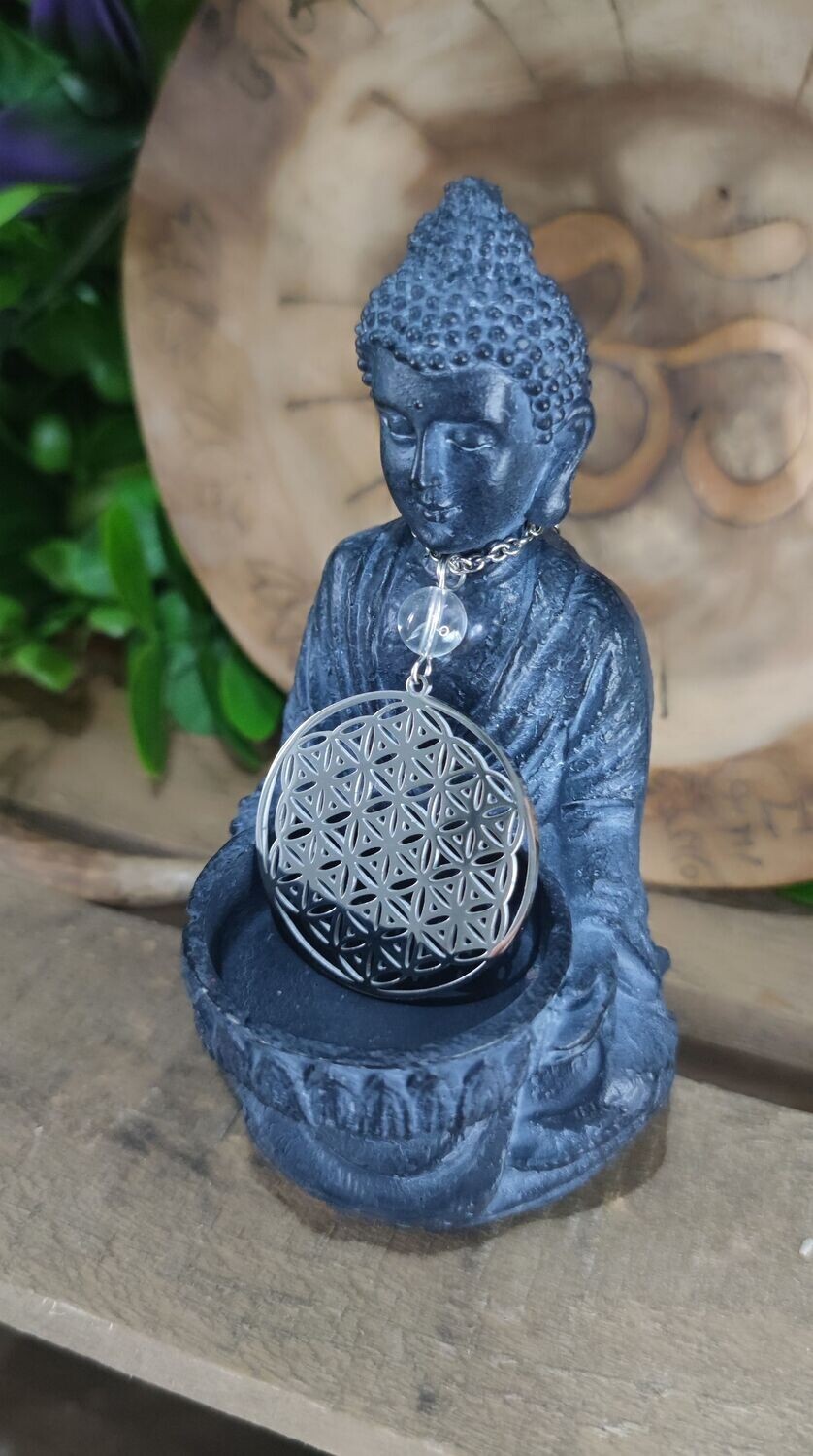 Collier "Fleur de Vie" avec Cristal de Roche