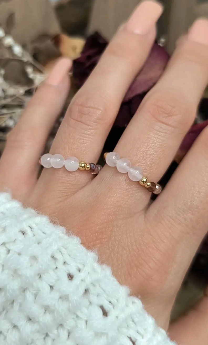 Bague "Perséide" en Quartz Rose