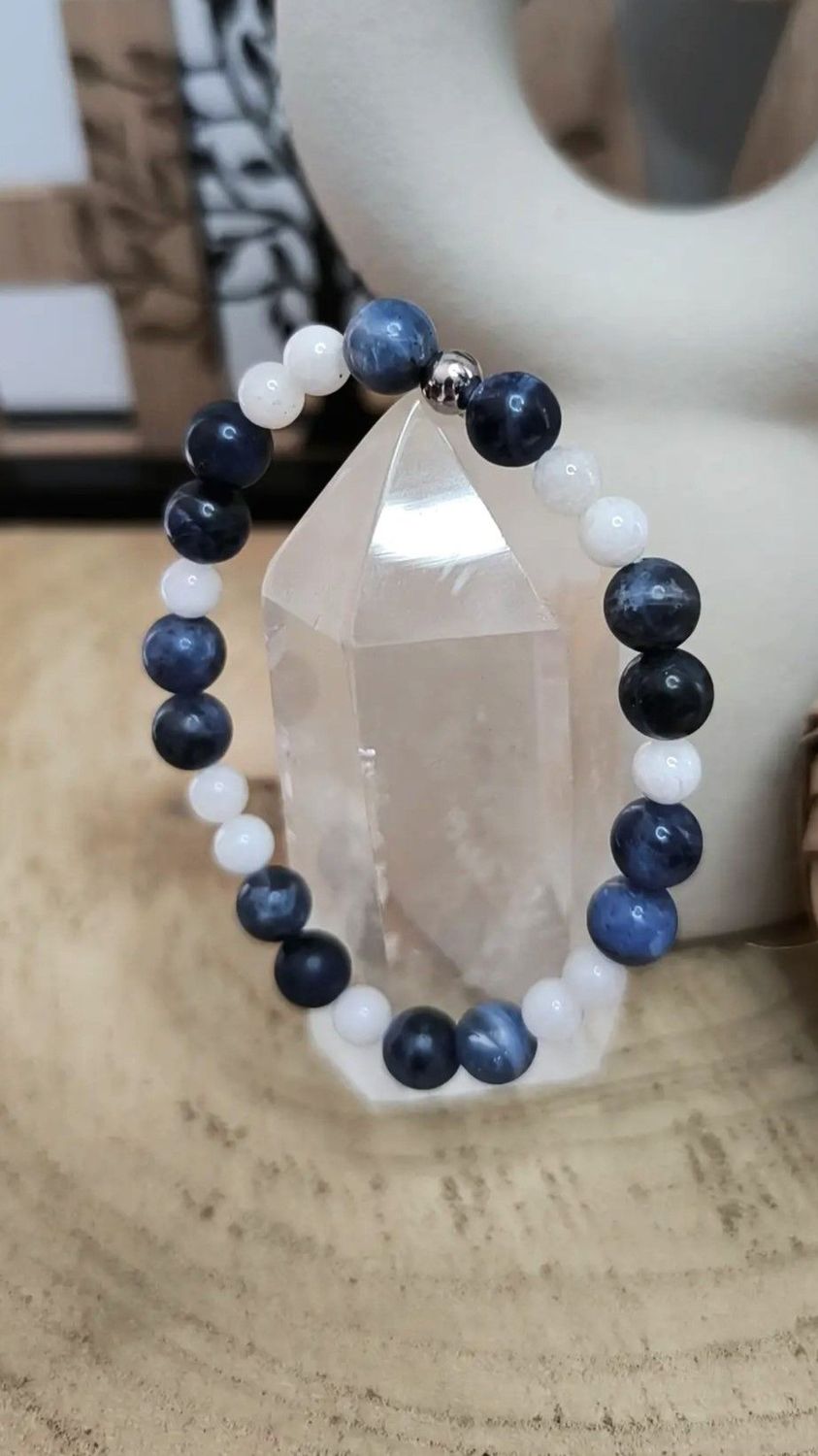 Bracelet "Apaisement et Sérénité" - Sodalite et Pierre de Lune / Pour Lui