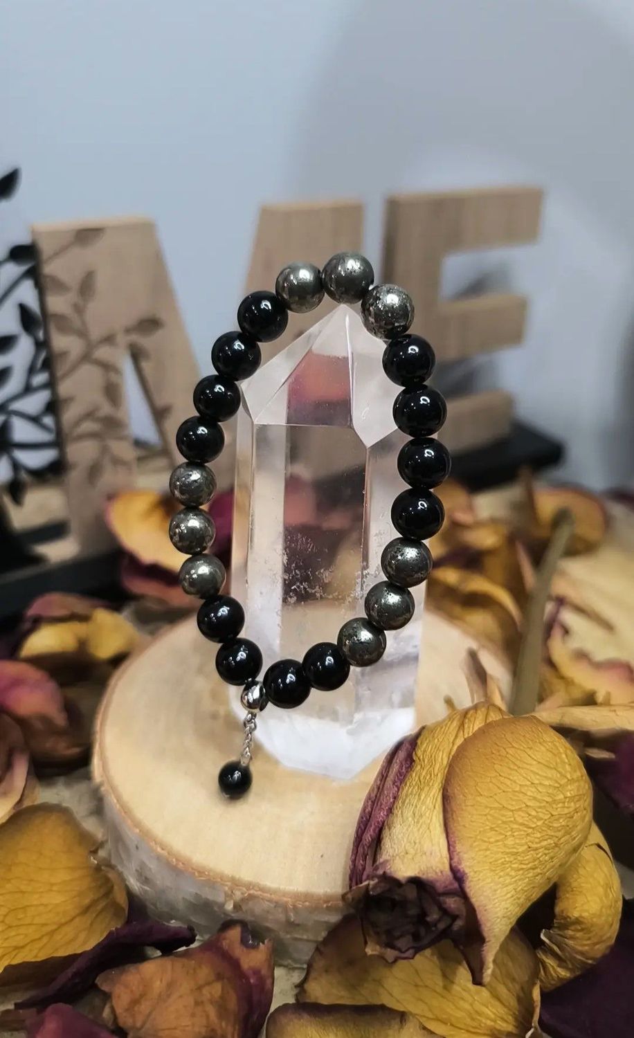 Bracelet "Chance et Protection" - Pyrite et Tourmaline Noire / Pour Elle