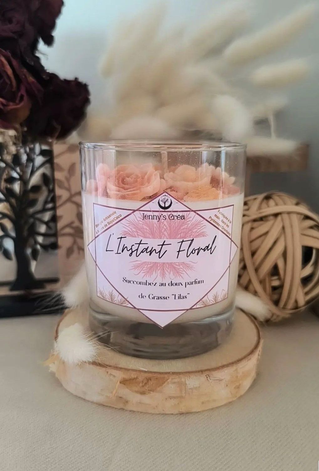 Bougie Parfumée "L'Instant Floral" - Rose Poudrée (Parfum au choix)