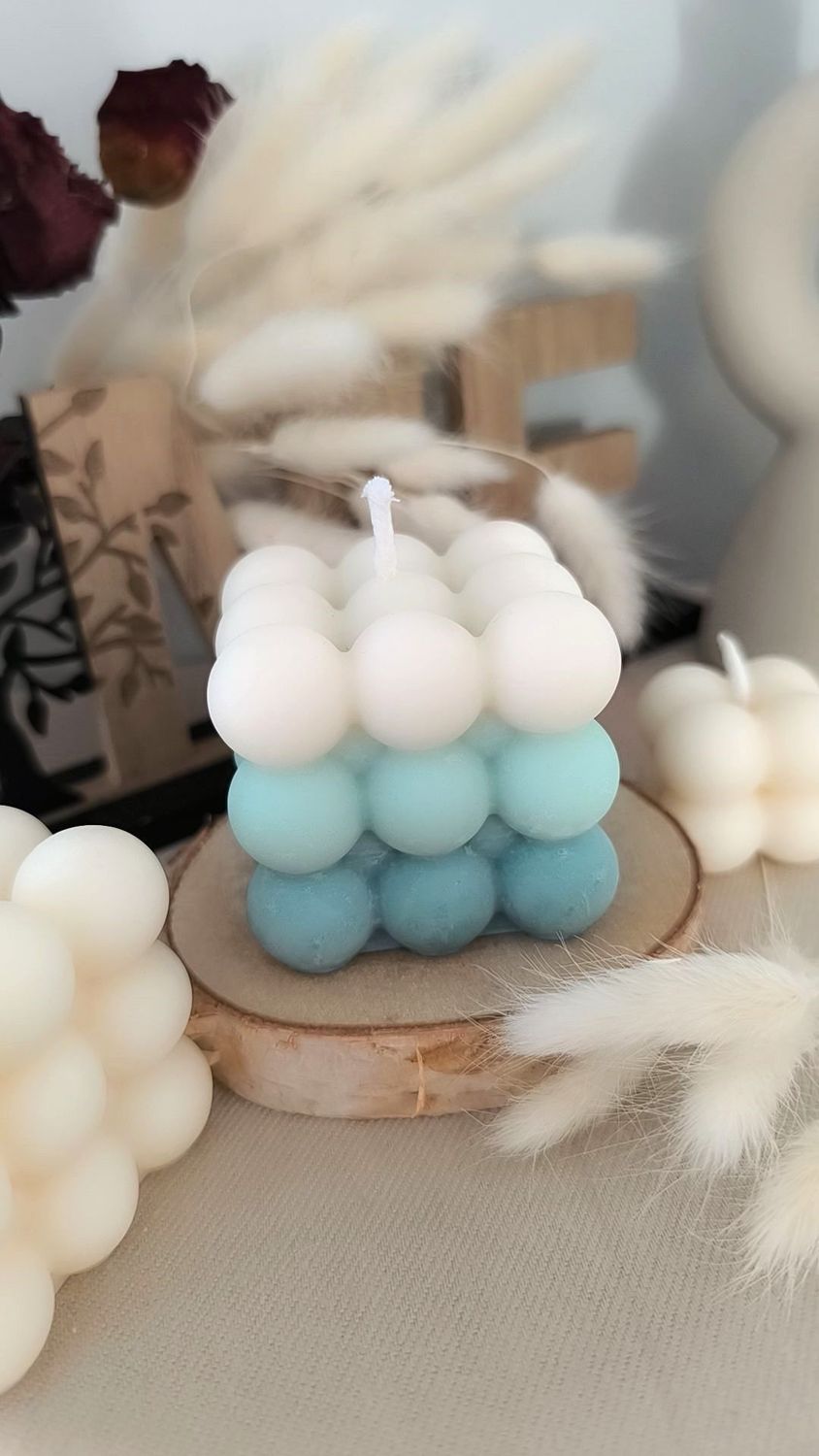 Bougie "Bulle de Douceur" -  Bleu Glacié