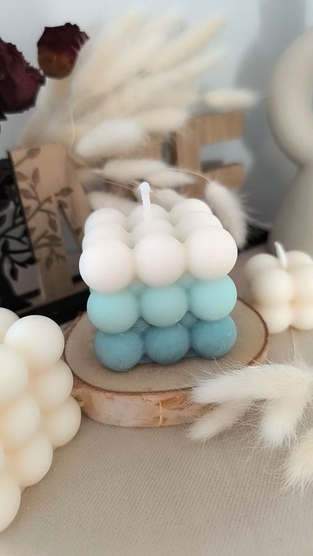 Bougie "Bulle de Douceur" -  Bleu Glacié