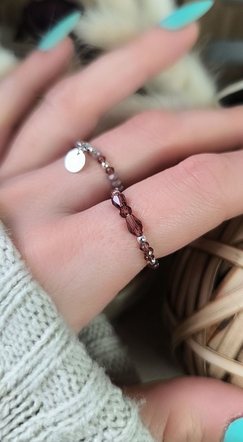 Bague " Éphéa " Perles en verre Rose des Bois - Disponible en Or laminé ou Argent 925