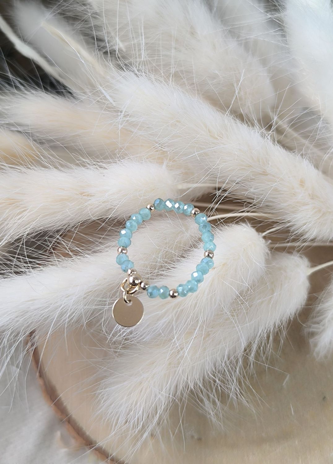 Bague "Hélyna" Perles en verre Bleu - Disponible en Or laminé ou Argent 925