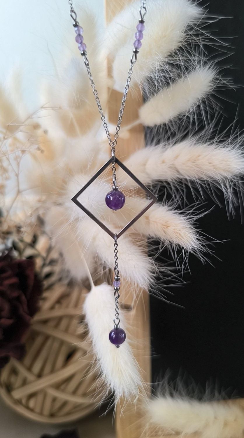 Collier "Arcana" - Améthyste et Acier inoxydable