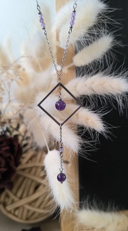 Collier "Arcana" - Améthyste et Acier inoxydable