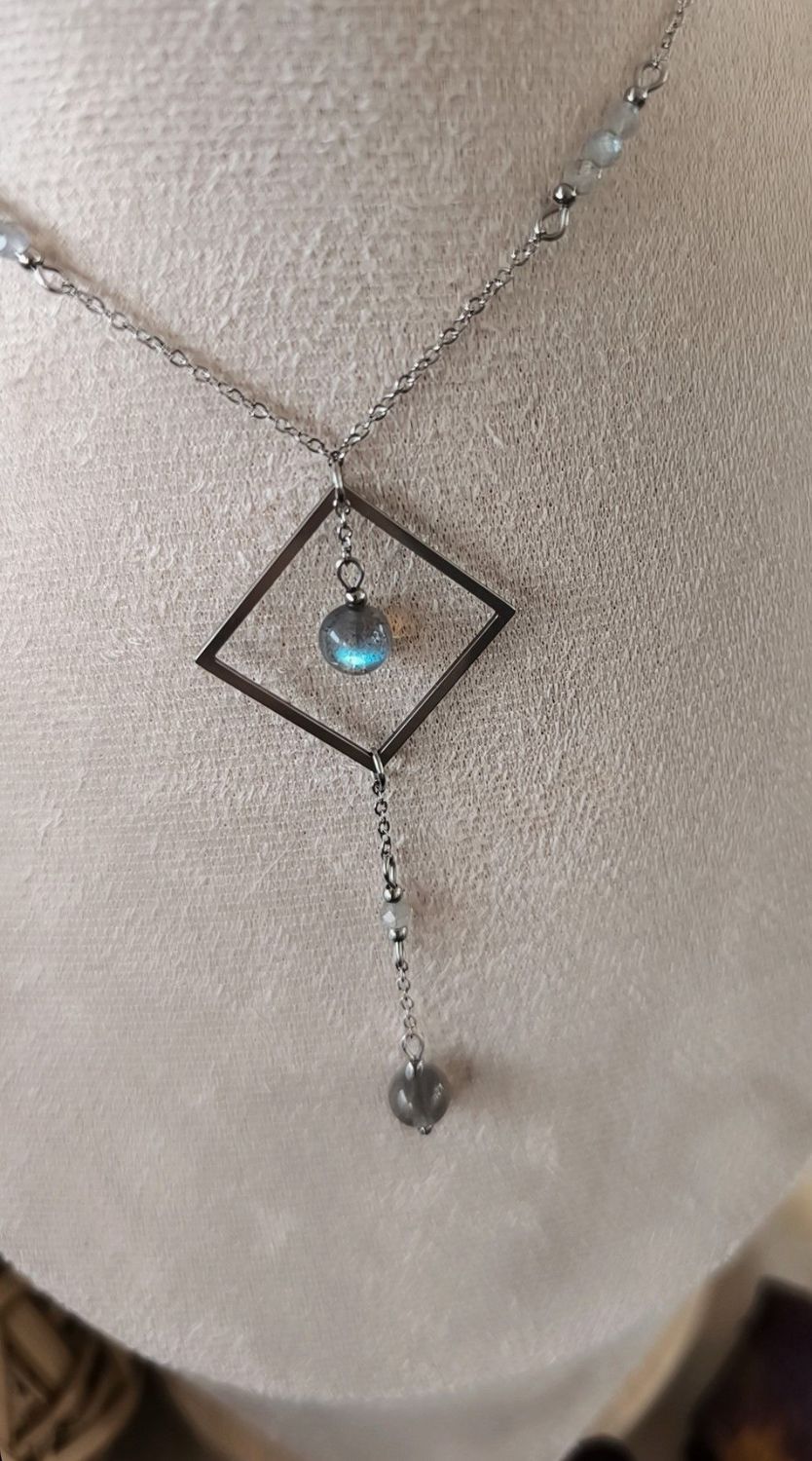 Collier "Arcana" - Labradorite et Acier inoxydable