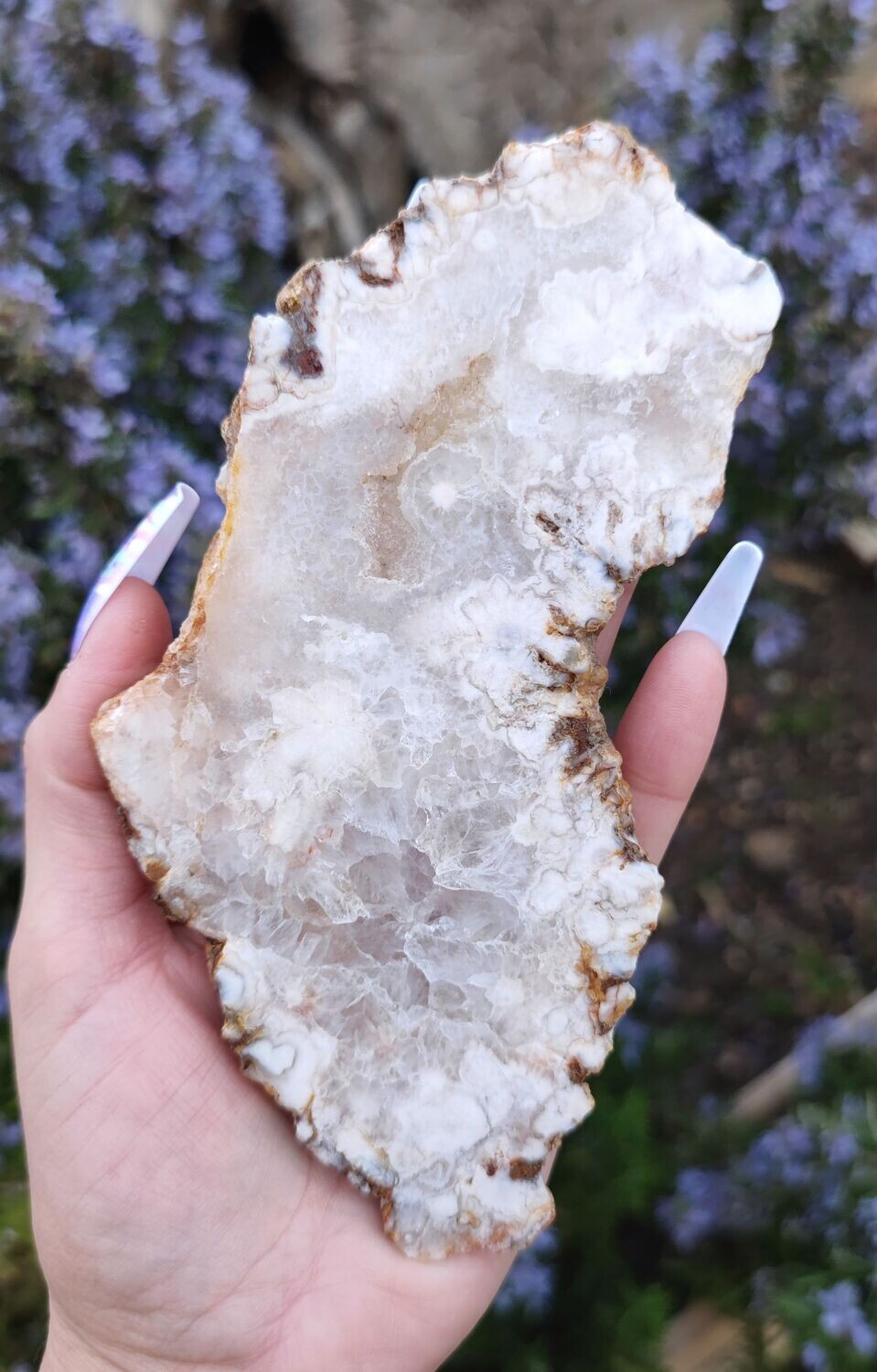 Tranche d'Agate Fleur et Quartz #2 - 245g Tranche d'Agate Fleur et Quartz #2 - 245g