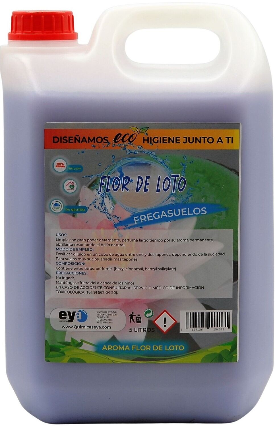 Fregasuelos floral, flor de loto y azul frescor intenso 5 L