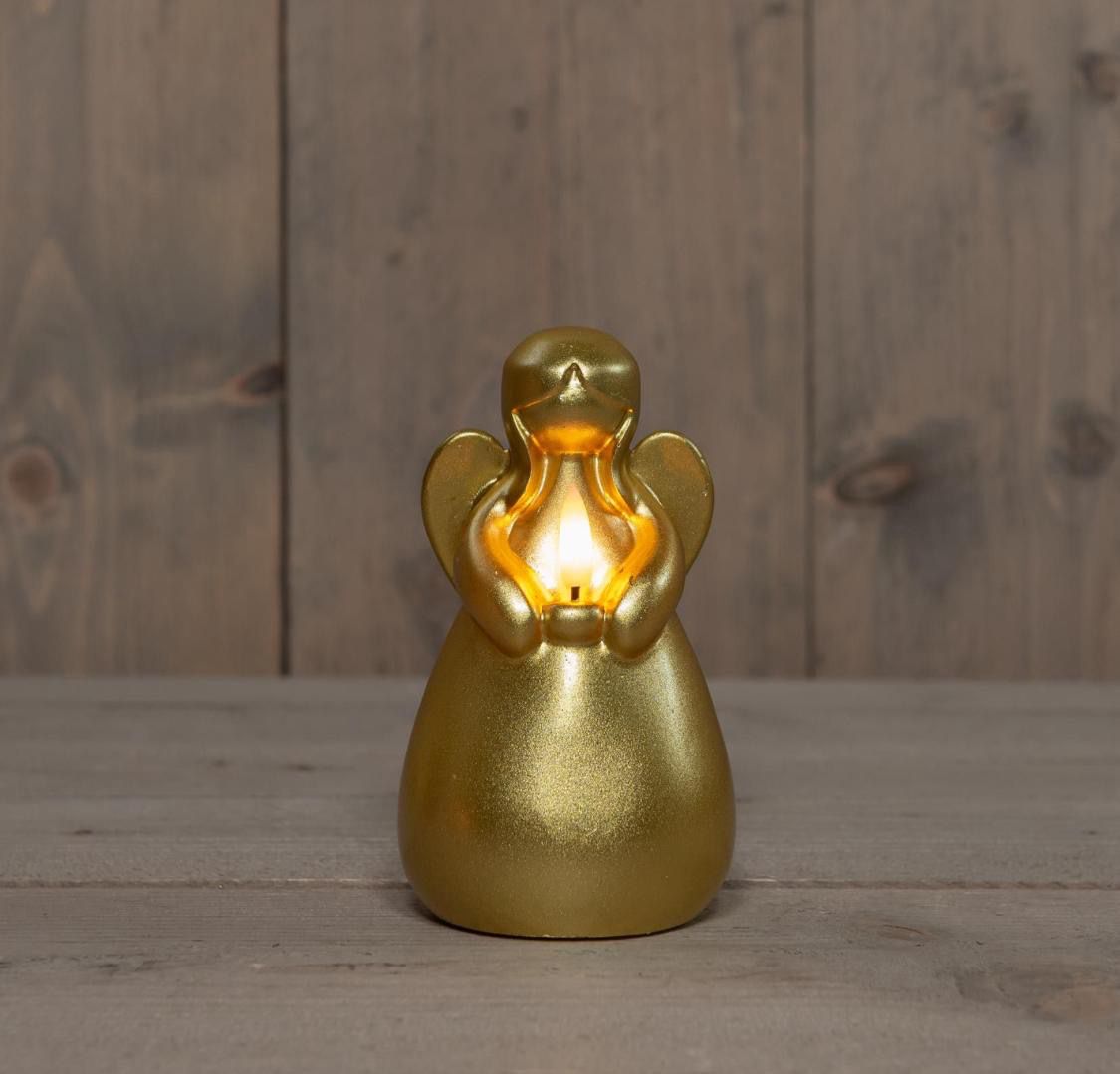 Kaars engel led goud