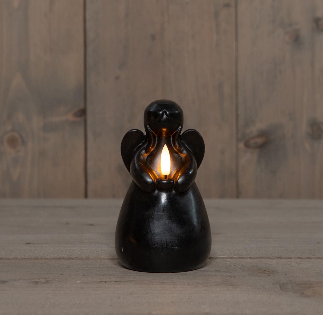 Kaars engel led zwart