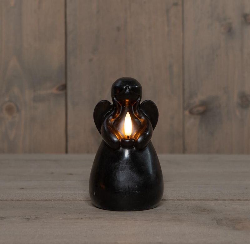 Kaars engel led zwart