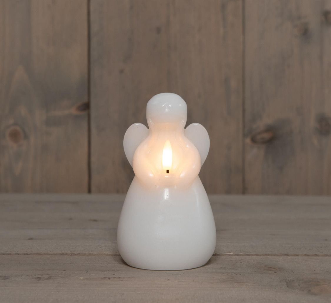 Kaars engel led wit