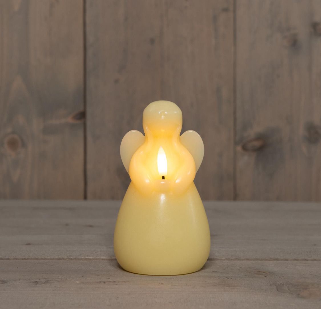 Kaars engel led creme