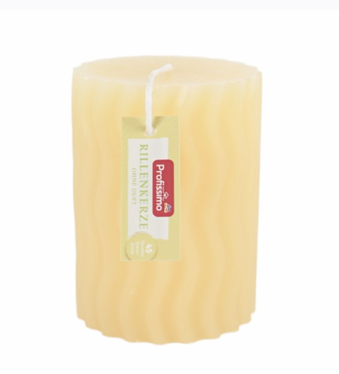 Profissimo pillar candle with grooves yellow