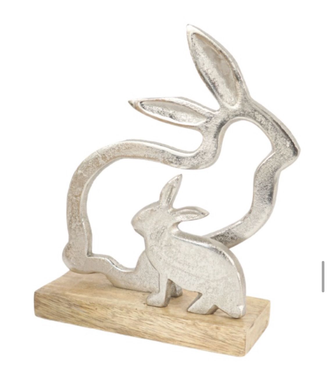 ALU.RABBIT ON WOODEN BASE goud /zilver