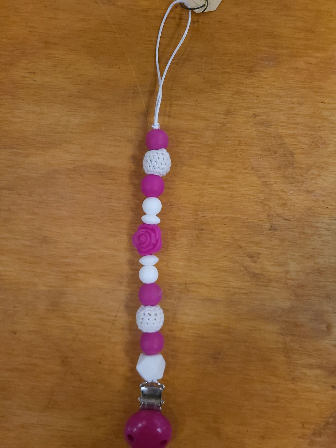 Speenkoord bloem paars/wit