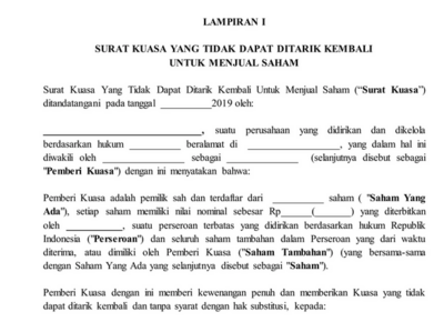 Template Perjanjian Gadai Saham (Pledge Of Shares Agreement) - Billingual (English dan Bahasa Indonesia)