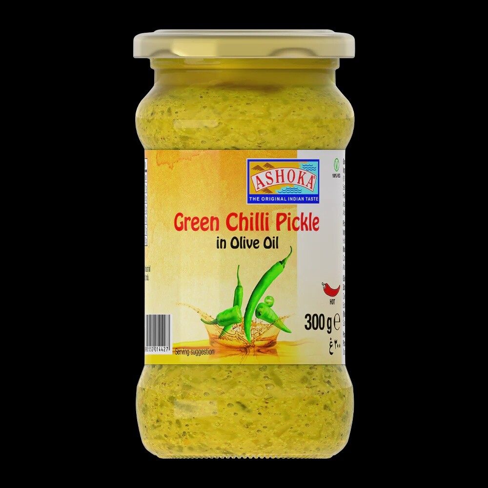 ASHOKA GREEN CHILI  PICKLE in Olive oil 300 g