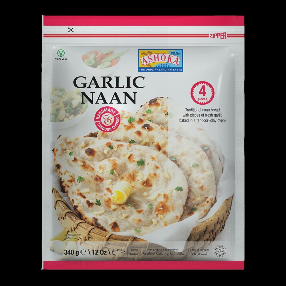 ASHOKA TANDOORI NAAN GARLIC 340g 4 Pc