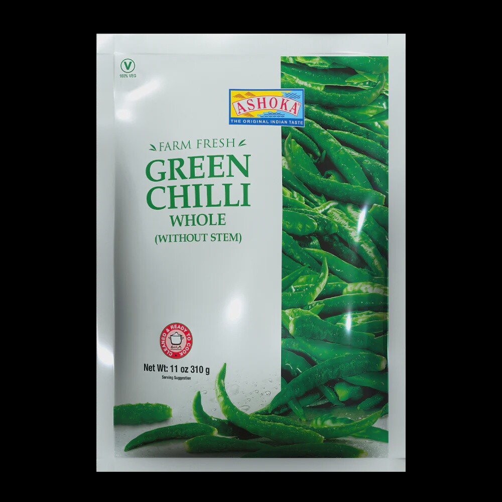 ASHOKA VEG. GREEN CHILI WITHOUT STEM 310g