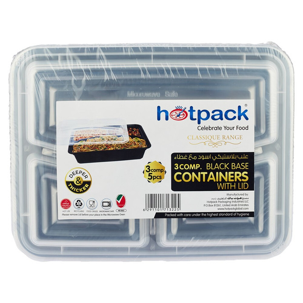 HOTPACK 3 COMP CONTR W LIDS 5pcs