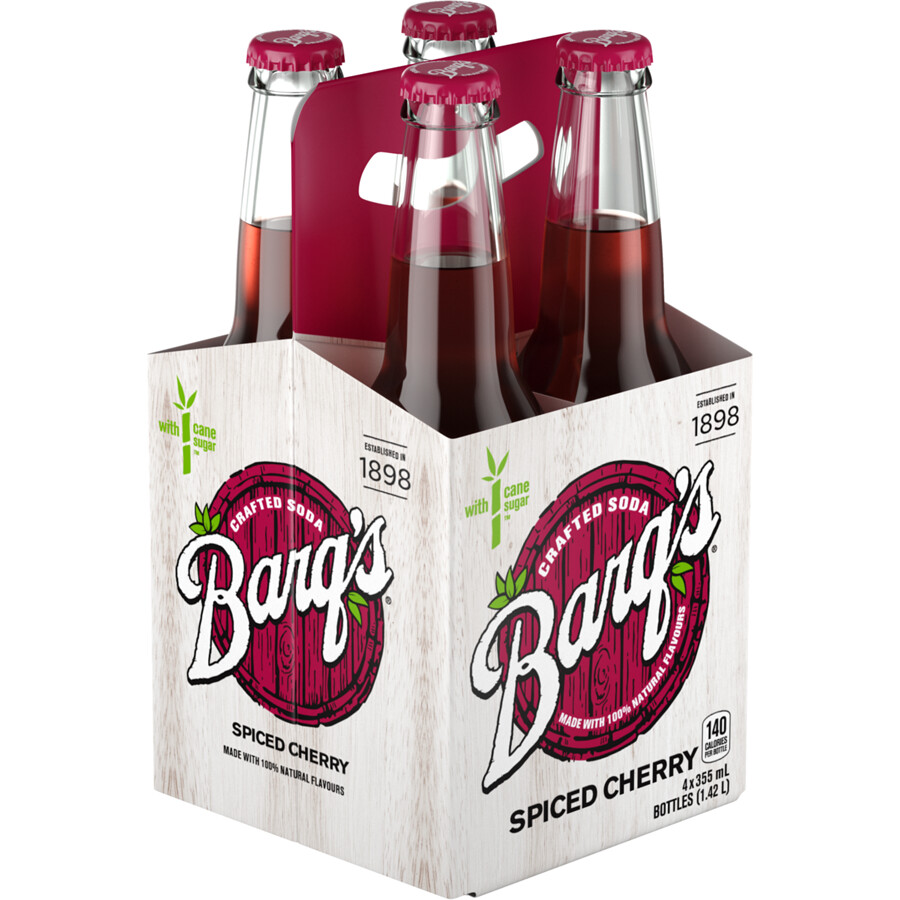 Barq&#39;s Spiced Cherry Crafted Soda 4x355 Glass