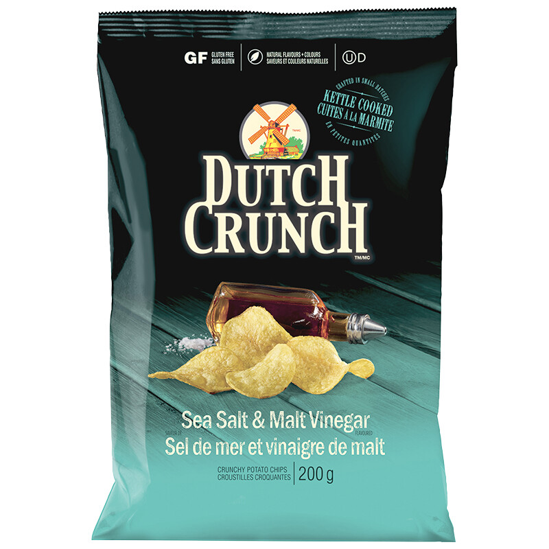 Dutch Crunch Sea Salt &amp; MaltVinegar Crunchy Potato Chips 200g