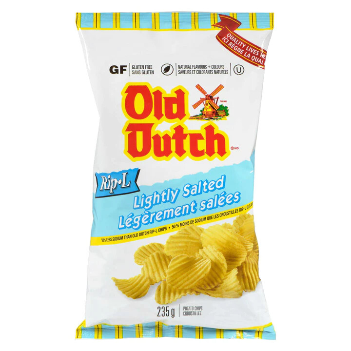 Old Dutch Lightly Salted Rip.L Potato Chips 235g