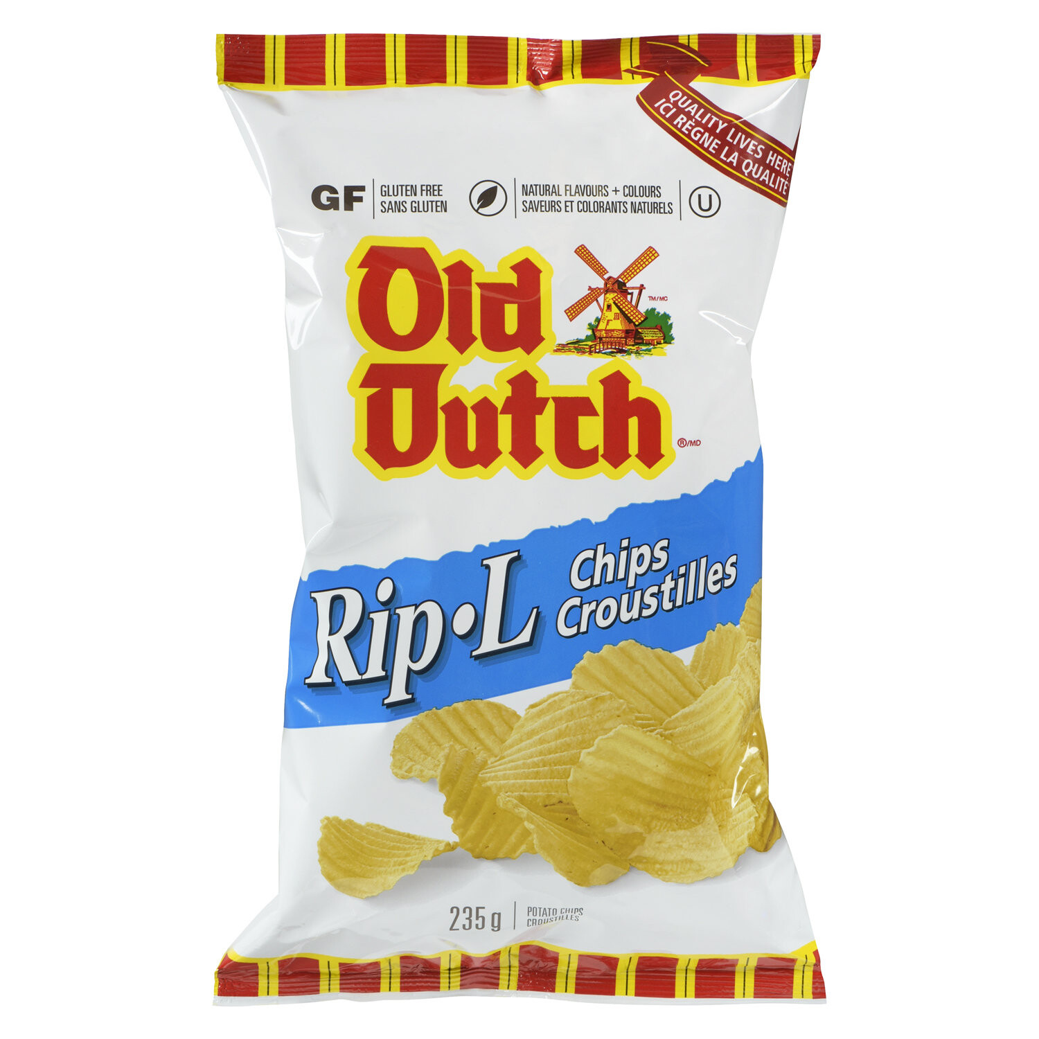 Old Dutch Potato Chips Rip.L Croustilles 235g
