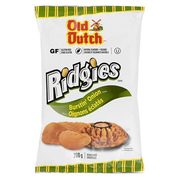 Old Dutch Ridgies Burstin&#39; Onion Potato Chips 200g