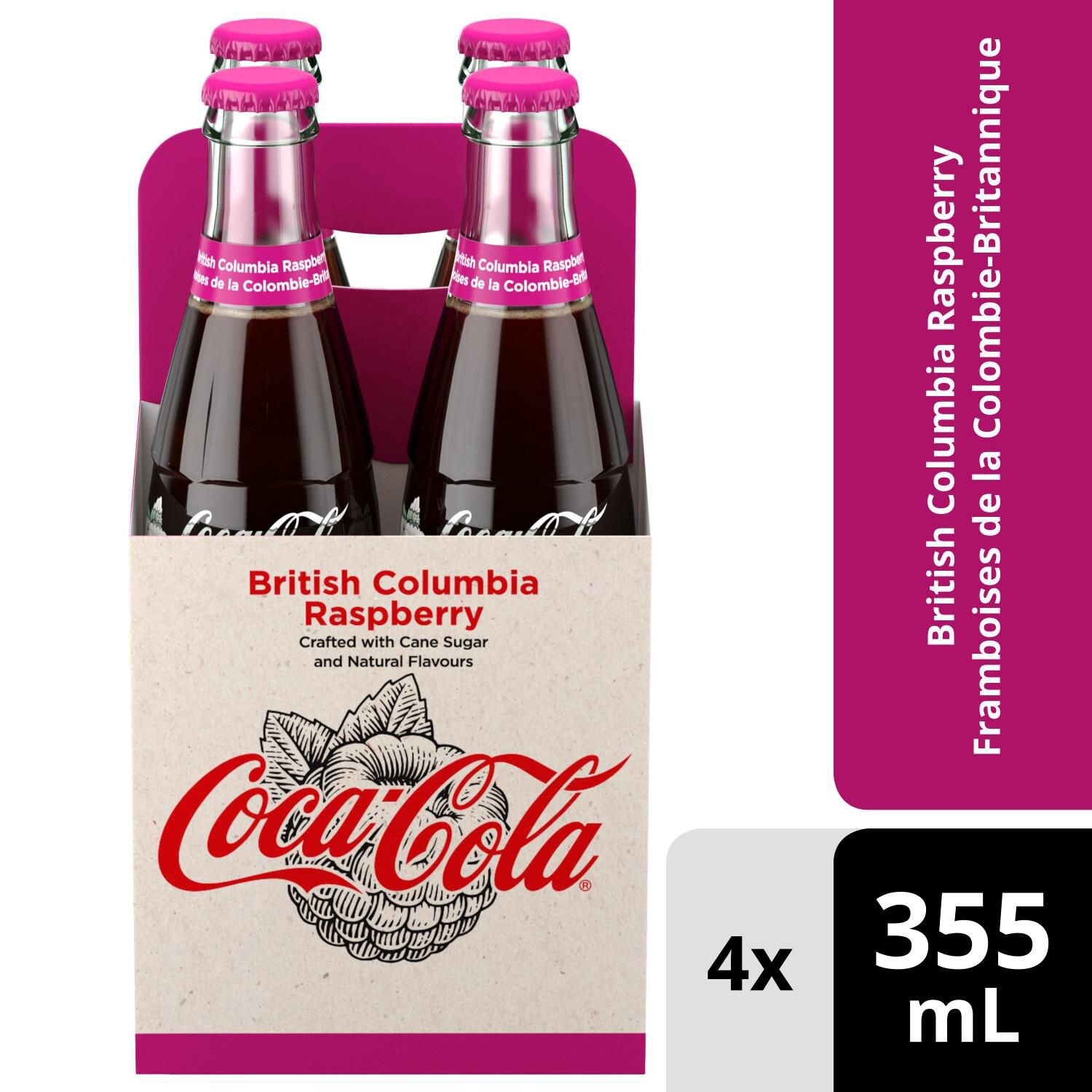 Coke BC Raspb 4x355ml Glass