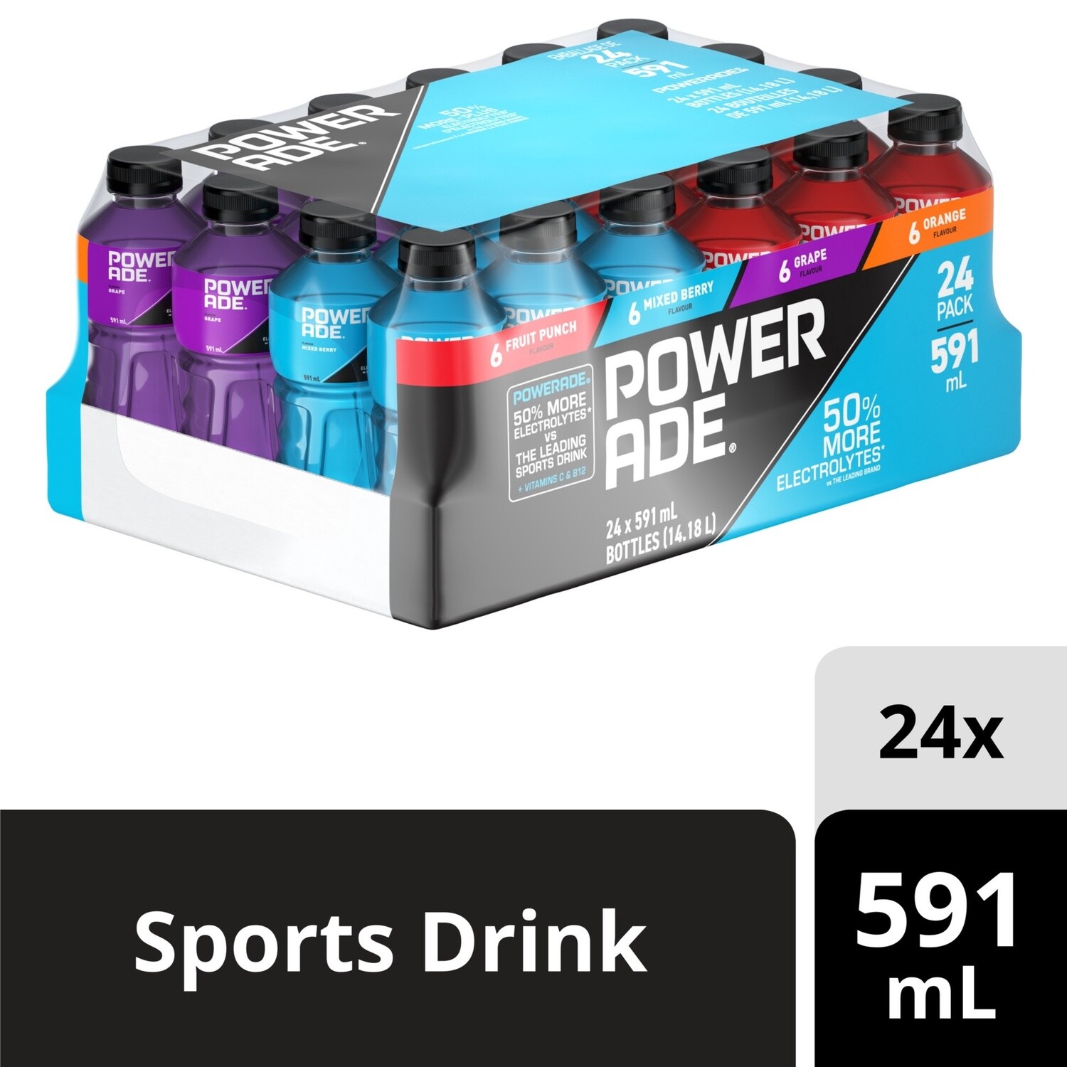 POWER ADE Sports Drink 4 Fruits 24x591ml