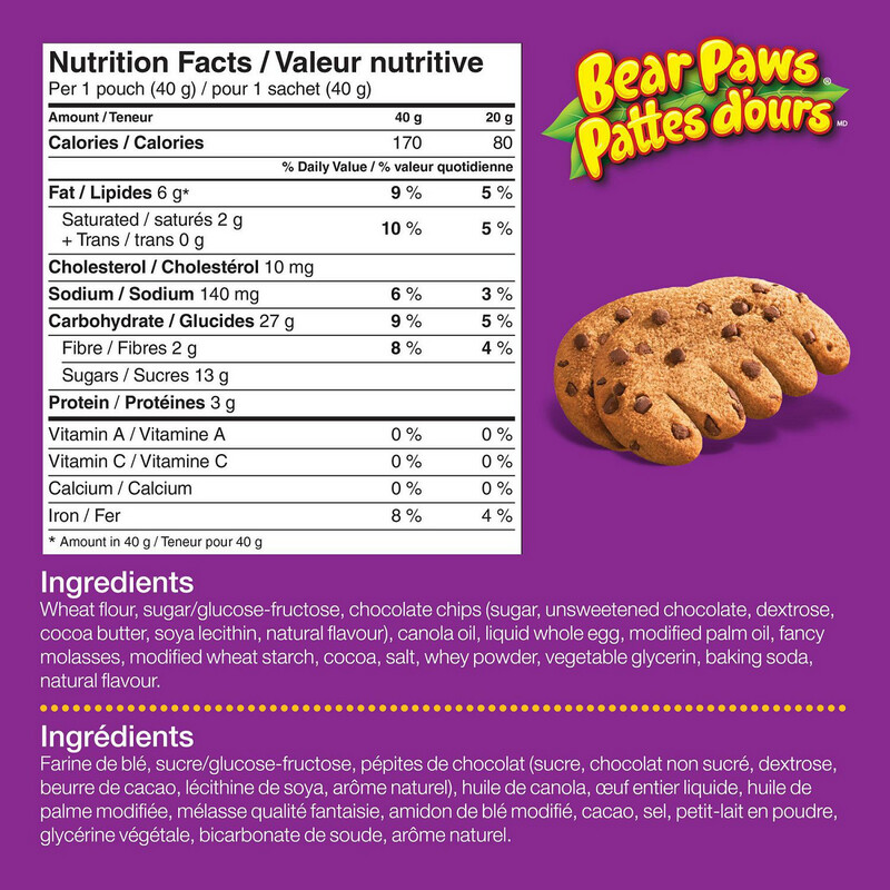 Bear Paws Chocolate Chip 200g