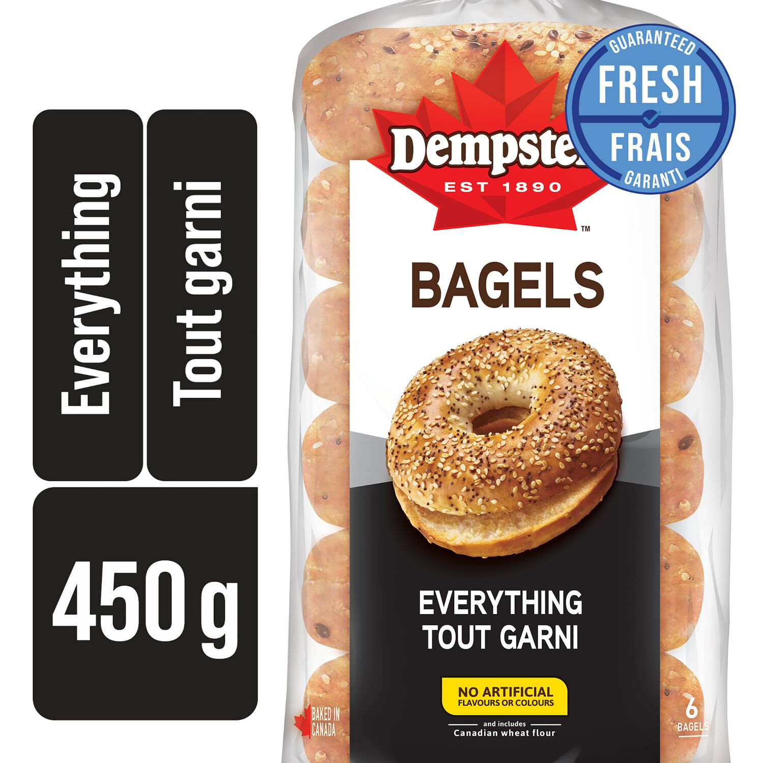 DEMPSTER&#39;S BAGELS EVERYTHING 6&#39;S 450gr