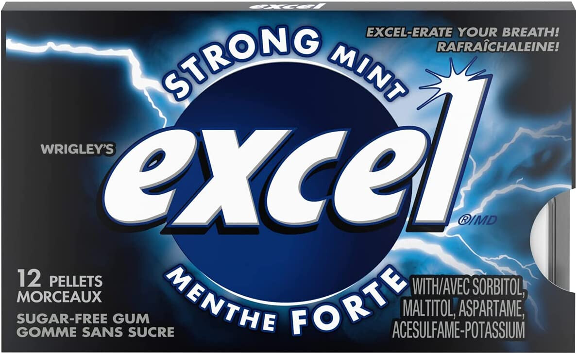 excel Strong Mint Sugar Free Gum 12P